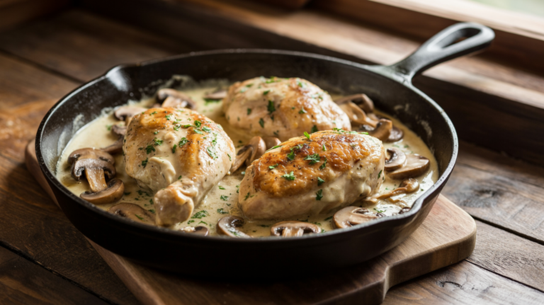 Creamy Mushroom Chicken Recipe – Easy One-Pan Dinner