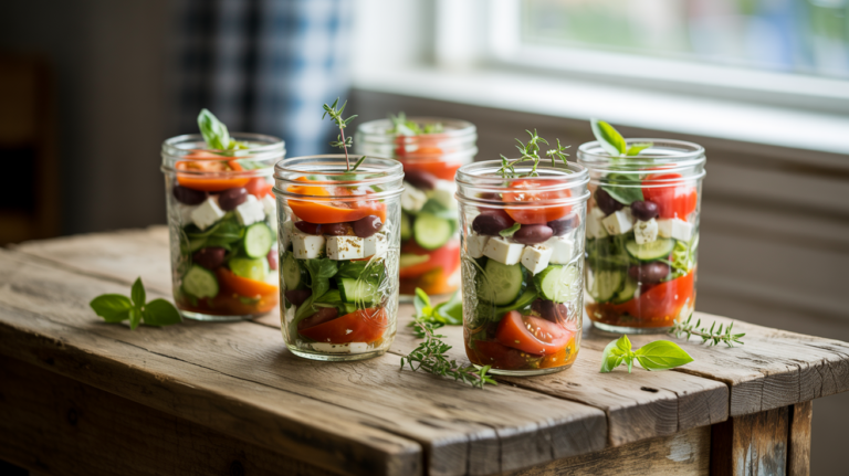 Mason Jar Greek Salad Recipe – Fresh & Portable Meal Prep