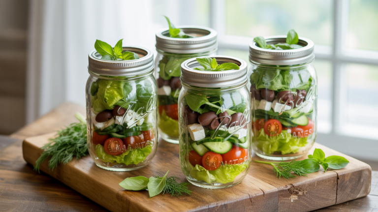 Mason Jar Greek Salad Recipe – Fresh & Portable