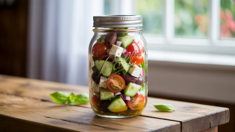 Mason Jar Greek Salad Recipe – Fresh & Portable