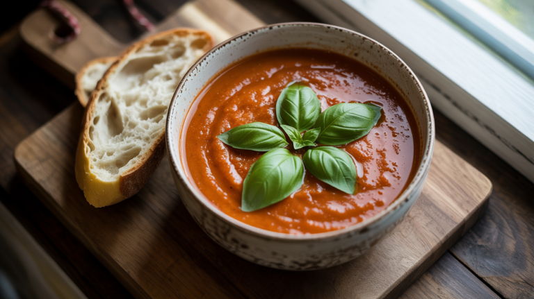 Roasted Tomato Basil Soup Recipe – Easy & Creamy