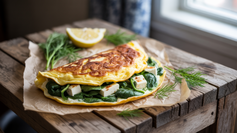 Spinach Feta Omelette Recipe – Fluffy & Delicious