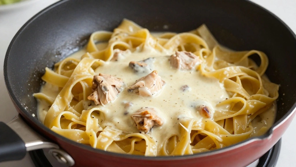 How to Make the Creamiest Chicken Alfredo: A Comfort Food Classic - Step 7: Combine Pasta and Sauce 1