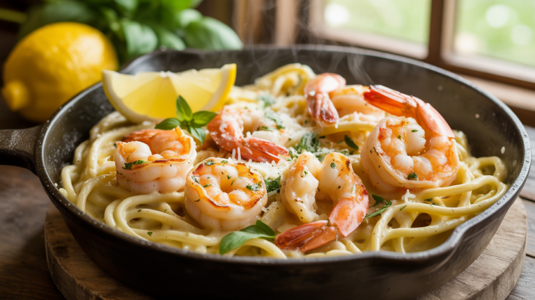 Easy Creamy Lemon Shrimp Pasta Recipe – 20 Minutes