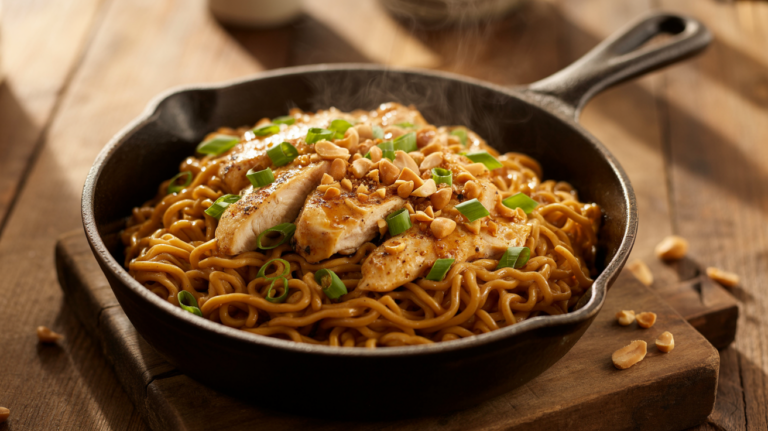 Spicy Peanut Noodle Recipe with Chicken – Ready in 30 Min
