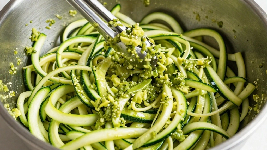 Healthy Zucchini Noodles with Avocado Pesto: A Keto-Friendly Delight - Step 6: Combine Noodles with Pesto 1